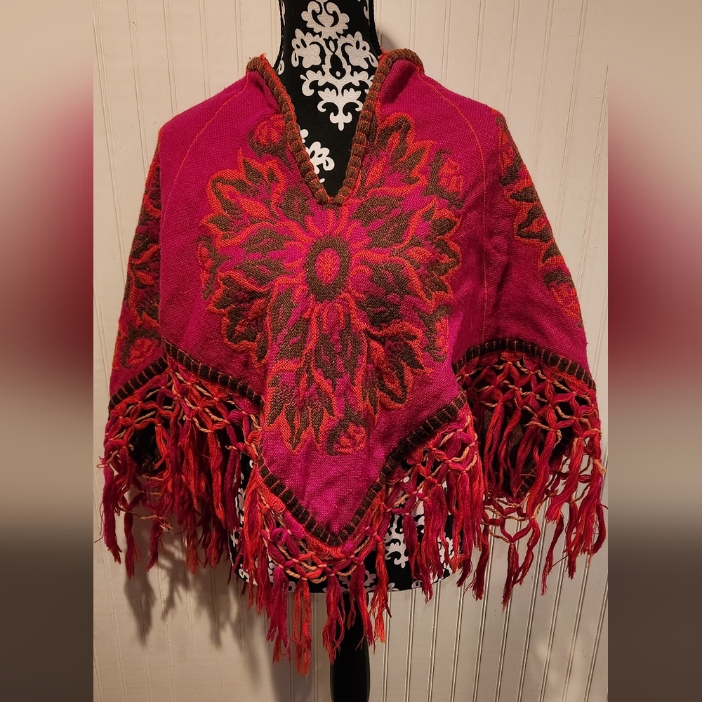 Women's Wool Reversible Poncho (One Size Fits All)